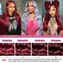 bling hair 99J Burgundy Lace Front Wig Human Hair Pre Plucked 180% Density 13x4 HD Transparent Body Wave Lace Front Wig For Women With Baby Hair, Wine Red Color - 酒紅色 - 查看 5