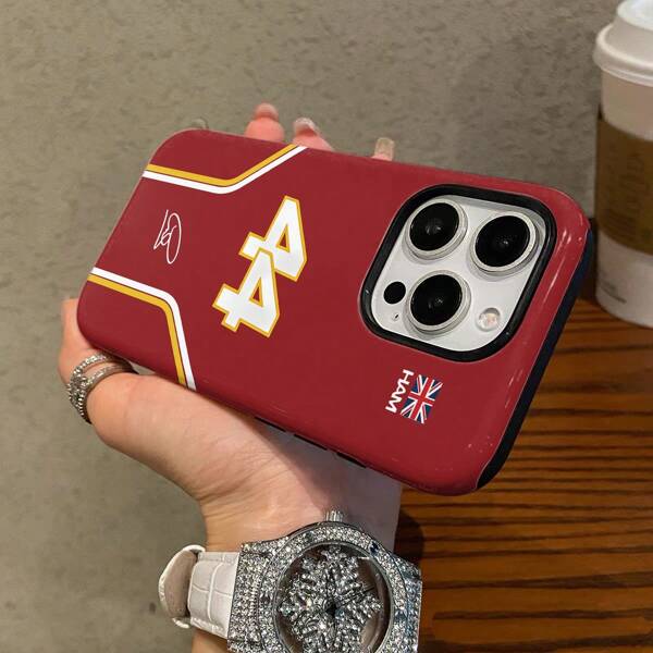 Doppelschicht-Schutzhülle mit F1 Nr. 44 HAM und FANS Design für iPhone 17 Pro Max, 16 Pro Max, 15P, 13, 11, 12, XS, 8 PLUS, 7, 17 Pro Max Air - Glänzend 2in1