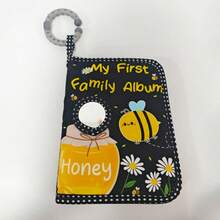 1件新款蜜蜂和章鱼卡通婴儿布相册，宝宝成长记忆相册，婴儿照片收纳相册 - 黑色 - 查看 7