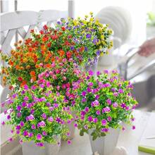 8pcs Artificial Flowers, Fake Outdoor Plants Faux Plastic Greenery Shrubs Indoor Outside Hanging Planter Flower Decoration, Garden Decor - Màu tím - Xem 5