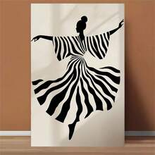 1 pieza Obra de arte de pared abstracta de bailarina, impresión de baile en blanco y negro moderna, obra de arte femenina minimalista para decoración de sala de estar o dormitorio, pósteres, decoración de habitación, decoración de sala de estar, decoración de oficina, decoración del hogar, decoración de dormitorio, decoración de cocina, decoración de baño, decoración de habitación, decoración de pared sin marco, obras de arte de pared vintage sin marco, pósteres