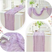 10 Pcs Light Purple Pleated Table Runner, Folding Tablecloth, Festive Birthday Decor Wedding Decor Holiday Home Decor Party Room Table Decoration Violet Table Cloth, Table Flag, Lilac Solid Color Table Cover, Birthday Decor Wedding Decor, 2025 New Year Decor, Party Favor, Babe Shower Party Decor - Purple - View 6