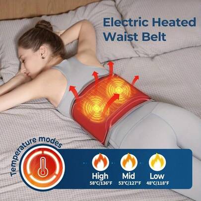 RAF Wireless Heated Back Massager, 3 Heating & Vibration Modes, Adjustable Size & Lumbar Support, 2000mAh Rechargeable Battery, Ideal Gift For Family, Wearable Heated Waist Massager Can Be Used Under Clothes
