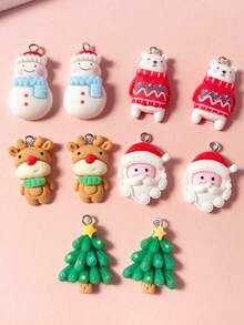 5/10/30pcs Christmas Cute DIY Craft Pendant, Suitable For Making Earrings, Bracelets, Necklaces, Phone Chains, Keychains And More Scenarios