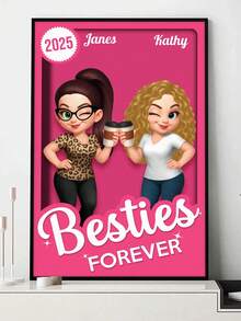 Catygift 定制闺蜜帆布画，个性化友情礼物，可添加姓名、年份、自定义图案，永远的好朋友艺术品，送给闺蜜的礼物，办公室装饰，优雅客厅装饰，家居装饰 - As Shown - 查看 8
