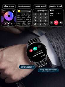 Unisex Sports Round Smart Watch With Call, Pedometer, Alarm Clock, Multi-Sports Modes, Music Remote Control, Stopwatch, Weather - Smart Bracelet - Silver - View 6