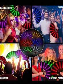 Cool Colorful Fan With Multi-Color Glowing Bouncing Effect, Foldable Design, Electronic Letter Lighting, Atmosphere Prop, Party Performance Accessory, Sparkling Fan, Suitable For Online Wine Tasting, Parties - Luminous Fan - View 8