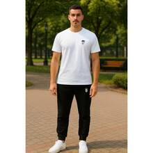 White T-Shirt + Jogger Pants Kit Opposite Modas Elegant Versatile High Quality - Negro - Ver 2