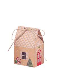 5 piezas Caja de caramelos de Navidad Caja de azúcar de papel kraft Casita de Navidad Empaque de hornear Caja de caramelos feliz Spot - Multicolor - Ver 6