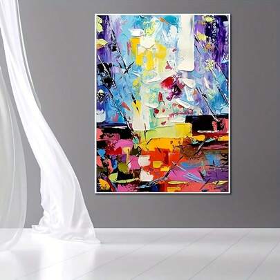 Pintura abstracta vibrante en lienzo para colgar, decoración de entrada, versión vertical, pintura de pasillo de hotel, fondo de pasillo, pintura al óleo abstracta para sala de estar