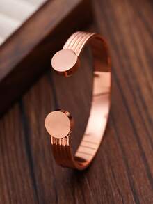 Adjustable Solid Copper Magnetic Bracelet For Men, Striped Cuff Design, High Magnetic Healthy Copper Jewelry - Lines - View 3