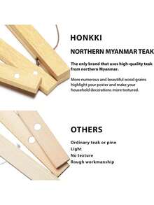 1pc Wooden Magnetic Poster Clip Frame, Canvas Frame, Wall Decor