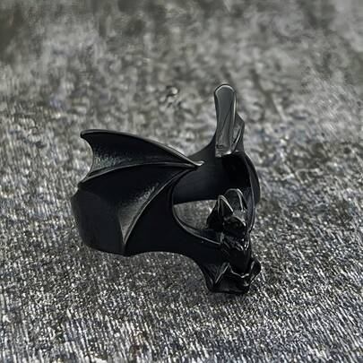 1 件时尚蝙蝠不锈钢戒指，男女通用，欧美流行