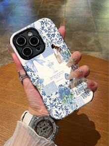 1 pieza Funda de teléfono híbrida a prueba de golpes de TPU suave + PC duro con gráfico de cruz y floral compatible con Apple 11/12/13/14/15/16/16 Plus/16 Pro/16 Pro Max