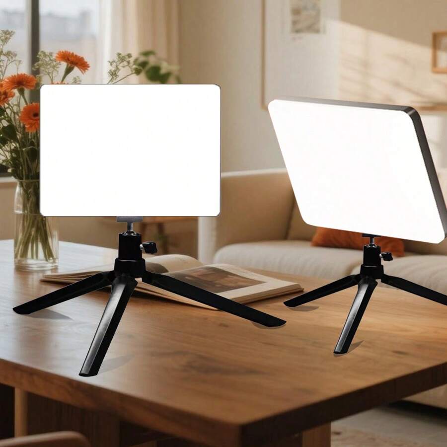 10 英寸 LED 环形灯，带三脚架和手机支架，可调光，适用于视频、摄影、自拍、Vlog、化妆、直播 - 黑色 - 查看 1