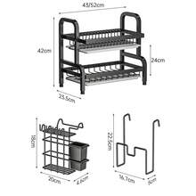 2/3 Tier Dish Drainer Plate Rack With Drip Draining Plate Bowl Tray Sink Drying UK - 2-tier - View 2