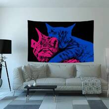 1pc Fabric Tapestry Pink Cat Cuddle, Cute & Loving Decor, Ideal For Cat Lovers & Families, Home Decoration Materials,Wall Decor For Room,Bars, Restaurants, Cafes Pubs - 彩色 - 查看 1
