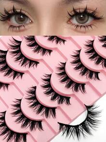 10 Pairs Natural False Eyelashes Manga Lashes 3d Faux Mink Lashes Soft Winged Natural Realistic Eyelash Extension