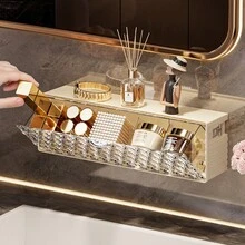 1 Stück Spiegelschrank Aufbewahrungsbox, Wattestäbchen Box, Badezimmer nicht perforiertes Make-up Pad, Lippenstift Klapptür staubdichte Aufbewahrungsbox, Socken Aufbewahrungsbox