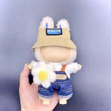 1 set - Ropa de muñeca de 17 cm, compatible con Labubu, 1 set de accesorios - Sombrero de cubo, top, pantalones con tirantes, mono, adecuado para muñecas de 17 cm, accesorios lindos de BuLabu para jugar y exhibir (muñeca no incluida)