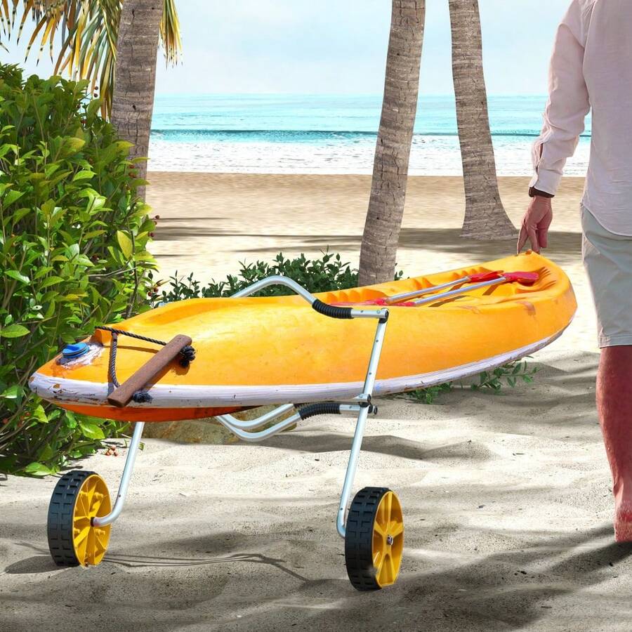 Daromigo Carrello Pieghevole Per Kayak In Alluminio – Trasporta Canoa, Surf E Barche Fino A 80kg, Pneumatici Da 10 Pollici, Leggero E Facile Da Montare