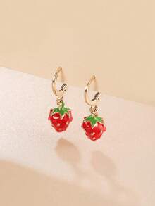 1 Pair Creative Strawberry Earrings, Chic & Fresh Style Earring Accessory For Students