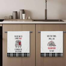 2/4/6/48pcs Soft Kitchen Towels/Dish Cloths With Bone & Red Dotted Floral Print, Multi-Purpose, Quick Drying, Suitable For Kitchen, Celebration, Wedding, Decoration, Etc.