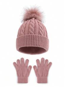 1 Set (1 Hat + 1 Pair Gloves) Kids Knitted Beanie Hat And Gloves Set, Autumn/Winter - 1PC - View 9