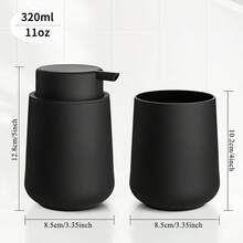 1/2 件哑光黑色浴室配件 - 现代简约风格，包括塑料皂液器和牙刷架，可重复用于洗发水、沐浴露、洗手液补充瓶，现代浴室、厨房、酒店台面装饰 - 彩色 - 查看 3