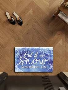 1 Stück Premium Flanell Weihnachts-Schneeflocken-Muster Fußmatte, kleine Matte, 650g/㎡ Dichte, hautfreundlich, pillingfrei, pflegeleicht, maschinenwaschbar, geruchlos, geeignet für Heimdekoration, Raumdekoration, kleine Matte, Wohnzimmerteppich