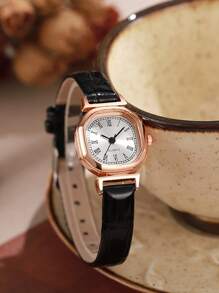 1pc Elegant Retro Square Quartz Wrist Watch, Suitable For Daily Wear, Birthday, Women's Gift, Anniversary, Cyber Monday, Halloween Promotion And Other Holidays, No Gift Box Included - Multicolor - View 21