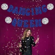 Party Decorations, Glitter Disco Ball Banner Silver Fringe Banner For Mamma Mia Party Decorations Birthday Bridal Shower Bachelorette Wedding - Multicolor - View 3