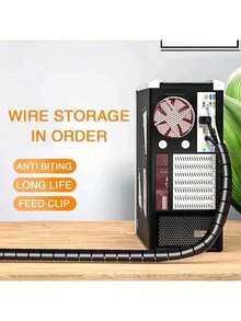1pc 16MMX3M Cable Organizer Tool With Clips, Bite-Proof Open Style Ethernet Cable Protection Cover For Desktop Or Under Desk Cable Management