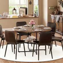 51'' Round Dining Table For 6 Kitchen Dining Room Circle Dinner Pedestal Table Space Saving Wood Kitchen & Dining Room Furniture Farmhouse Dinning Room Circle Kitchen Table Industrial Dinner Table With Metal Base For Kitchen Living Room - 彩色 - 查看 7