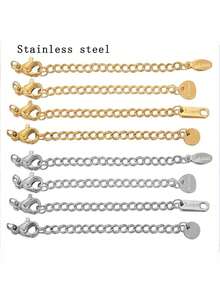 10pcs Stainless Steel Extension Extended Tail Chains Lobster Clasps Connectors DIY Jewelry Making Findings Bracelet Necklaces. - Extension Chain - View 1