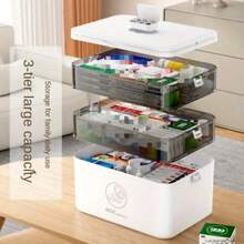 3-Layer Medicine Cabinet Family Storage Dustproof Large Capacity Case Organizer - White - View 4