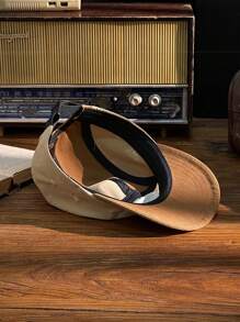 1pc Unisex Japanese-Style Patchwork 5-Panel Baseball Cap, Skateboard Snapback Hat, Outdoor Camping Streetwear, Suitable For Daily Wear, Shopping, Travel, Vacation - Khaki - View 5