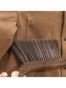 1pc Dust Cleaning Brush, Suitable For Bed, Clothes, Sofa, Furniture, Wooden Handle, Thick Handle