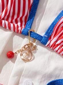 Costum de baie din 2 piese, roșu, sexy, pentru femei, pentru plajă, vară, imprimeu aleatoriu