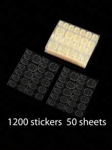 1200pcs/50sheets Nail Gel Stickers, Ultra-Thin Jelly Nail Stickers, Double-Sided Adhesive, Transparent, Reusable, For Nail Art Decoration - Clear - View 11
