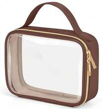 1Packs Clear Travel Makeup Bag, TSA Approved Toiletry Bag, Transparent Makeup Bags With Handles, Quart Size Clear Toiletry Bags, Double-Layer PVC Clear Cosmetic Bags For Women And Men, Carry On Airport Airline Compliant Bag. Wash Bag Bathroom Beach Beach Bag Vacation Holiday Essentials School Supplies Travel Essentials Ladies Dorm College Holiday Winter Bag For School Cruise Essentials Toiletry Bag For Women