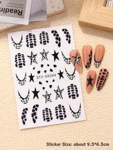 2 件 Y2k Nails 鳄鱼豹纹指甲贴纸黑色星星美甲贴花秋冬指甲装饰 DIY 美甲用品 - 彩色 - 查看 8