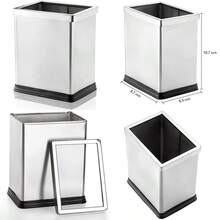 10 Liter Open Top Trash Can Stainl Steel Office Wastebasket Small Kitchen Garbage Container Bin With Liner Waste Trashcans For Bathrooms Restaurant Restroom Powder Rooms Home