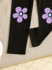 2 pezzi/set Outfit casual elegante e alla moda per ragazze, composto da top e pantaloni con motivi assortiti