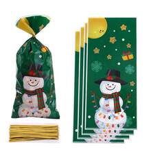 50pcs Christmas Gift Packaging Bags, Snowflake Cookie Candy Self-Sealing Bags, Tie Rope Bags Christmas Christmas Decorations Christmas Pajamas Christmas Gifts Christmas Decor
