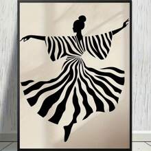1 pieza Obra de arte de pared abstracta de bailarina, impresión de baile en blanco y negro moderna, obra de arte femenina minimalista para decoración de sala de estar o dormitorio, pósteres, decoración de habitación, decoración de sala de estar, decoración de oficina, decoración del hogar, decoración de dormitorio, decoración de cocina, decoración de baño, decoración de habitación, decoración de pared sin marco, obras de arte de pared vintage sin marco, pósteres
