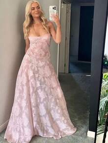 New Summer Women's Fashion Halter Neck Elegant Evening Dress - Hồng - Xem 3