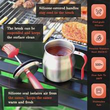 32 OUNCE Basting Pot With Replaceable BrushesGrilling Gifts For MenDadStainl Steel 304 Barbecue Sauce Holder Brush SetAirtight Melting Pot BBQ Sauce Container For Outdoor GrillButter Melting