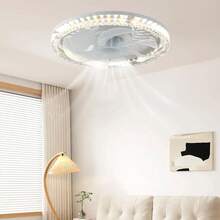 Luz de ventilador de techo con control remoto | Lámpara LED | Ventilador de techo inteligente con luz, ventilador de techo con 4 velocidades y 3 modos de luz, ventilador de techo moderno con luz LED - Blanco - Ver 2