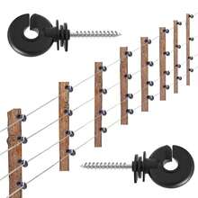 20 Stücke selbstbohrende elektrische Zaunhalter für Holzpfosten (schwarz/rot) - inklusive Bohrerbuchse-Werkzeug | Geflügel, Garten Landwirtschaftsbedarf